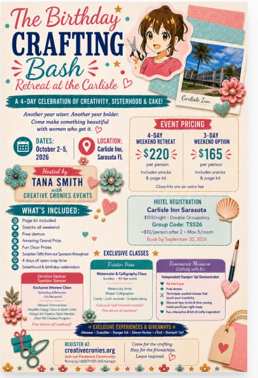 2026-October 2-5-Birthday Cake and Crafting with Creative Cronies in Sarasota, FL